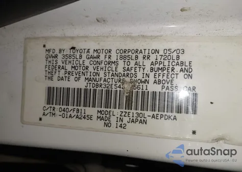 2004 Toyota Corolla Ce из США, поврежденный, VIN JTDBR32E542025611